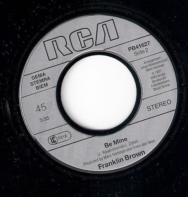 Franklin Brown : Be Mine Tonight (7")