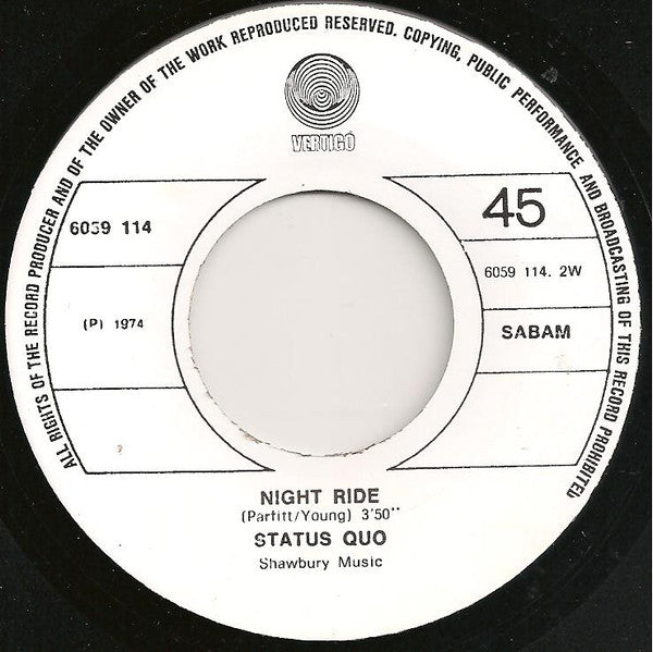 Status Quo : Down, Down (7", Single)