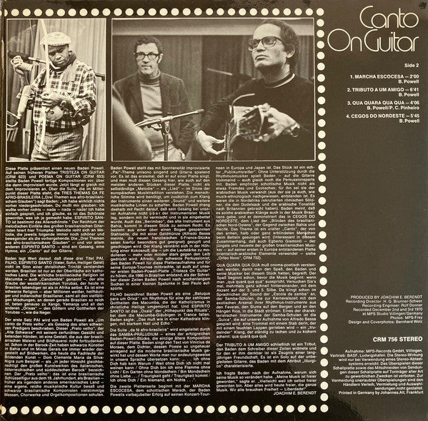 Baden Powell : Canto On Guitar (LP, Album, Gat)