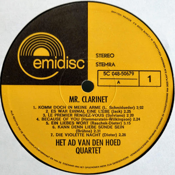 Ad van den Hoed Kwartet : Mr. Clarinet (LP, Album)