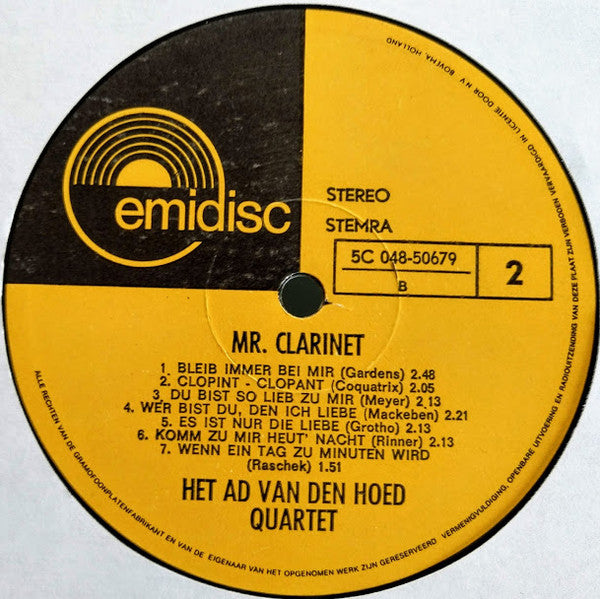 Ad van den Hoed Kwartet : Mr. Clarinet (LP, Album)
