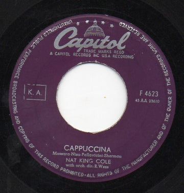 Nat King Cole : Cappuccina / Let True Love Begin (7", Single)