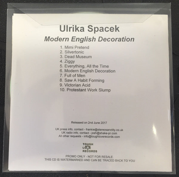 Ulrika Spacek : Modern English Decoration (CDr, Album, Copy Prot., Promo)