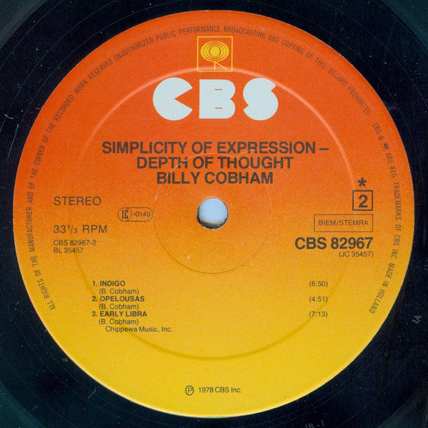 Billy Cobham : Simplicity Of Expression - Depth Of Thought (LP, Album)