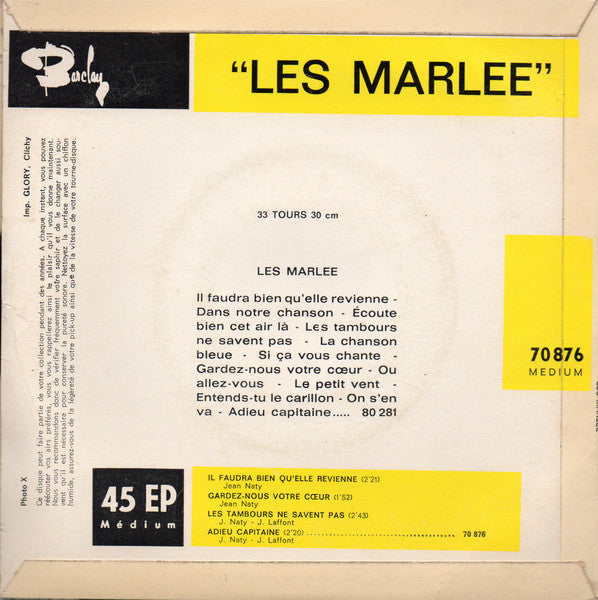 Les Marlee : Il Faudra Bien Qu'elle Revienne (7", EP)