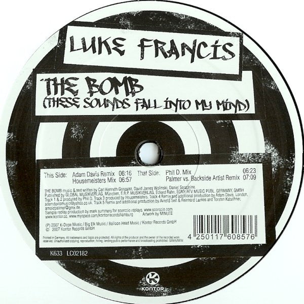 Luke Francis : The Bomb (These Sounds Fall Into My Mind) (12")