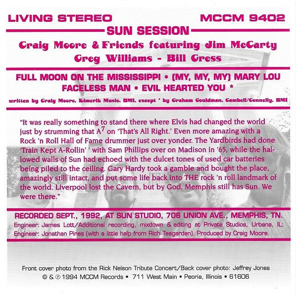 Craig Moore & Friends Featuring Jim McCarty : Sun Session (7", EP, Bla)