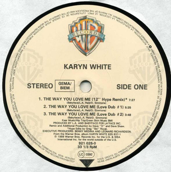 Karyn White : The Way You Love Me (12")