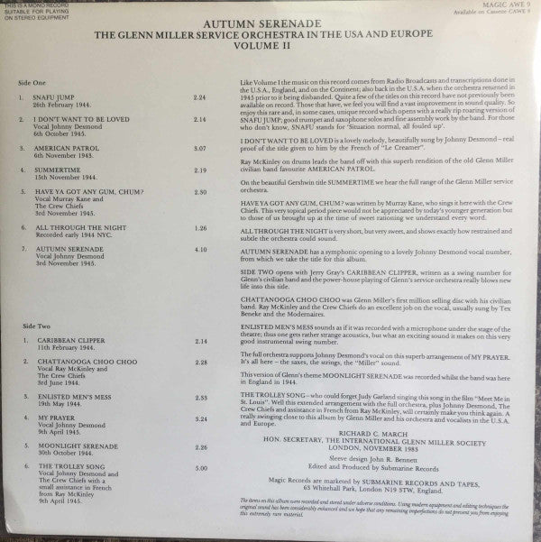 The Glenn Miller Service Orchestra : The Glenn Miller Service Orchestra In The U.S.A. And Europe, Vol. II - Autumn Serenade (LP, Mono)