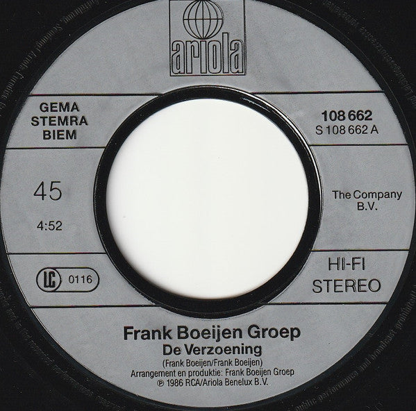 Frank Boeijen Groep : De Verzoening (7", Single)