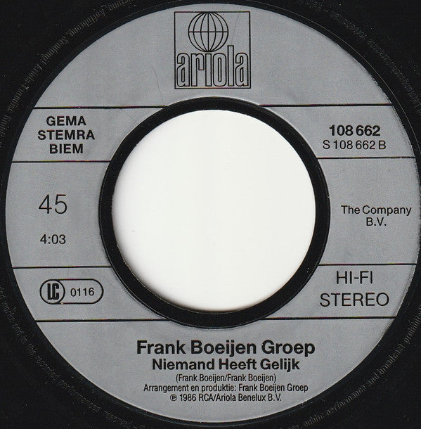 Frank Boeijen Groep : De Verzoening (7", Single)