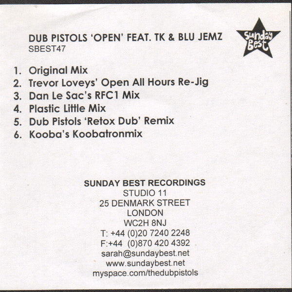 Dub Pistols Feat. T.K. Lawrence + Blu Jemz : Open (CDr, Single, Promo)