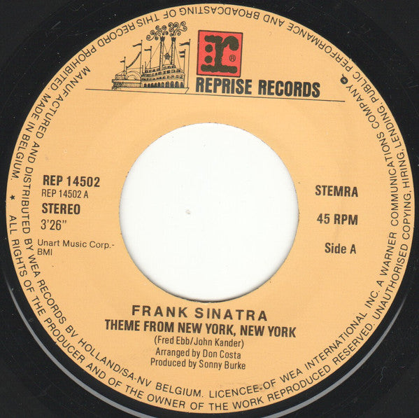 Frank Sinatra : Theme From New York, New York (7", Single)