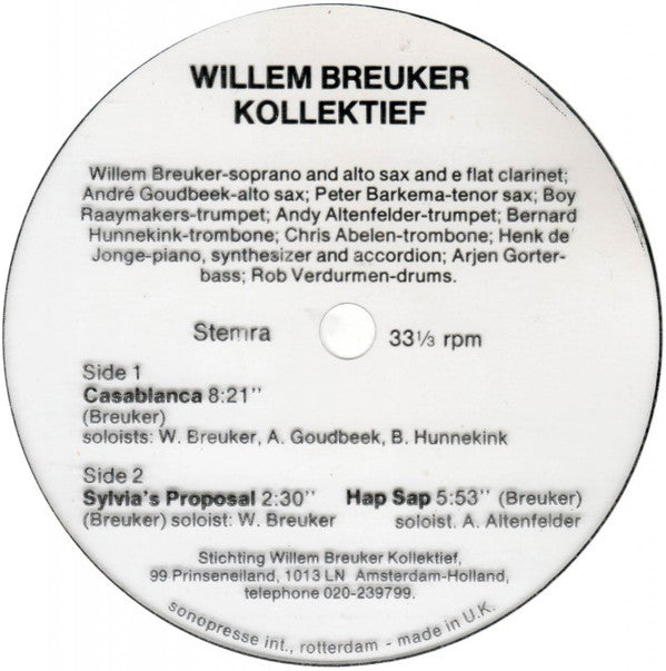 Willem Breuker Kollektief : 10e Klap Op De Vuurpijl (Flexi, 7")