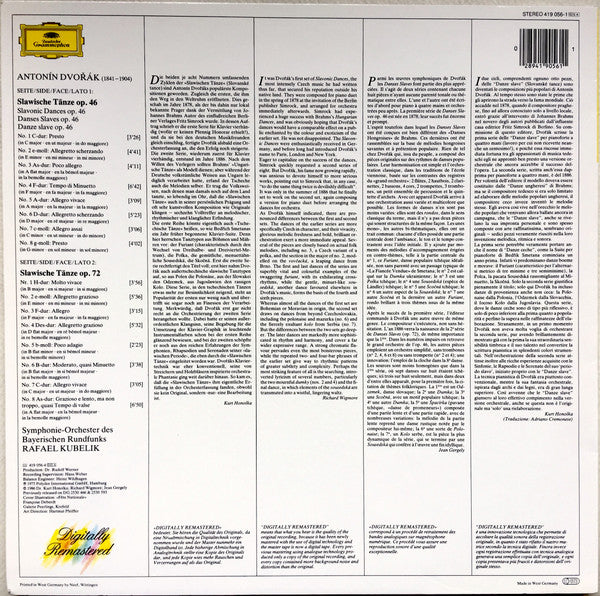 Antonín Dvořák - Symphonie-Orchester Des Bayerischen Rundfunks, Rafael Kubelik : Slawische Tänze (Gesamtaufnahme) (LP, Comp, RE, RM)