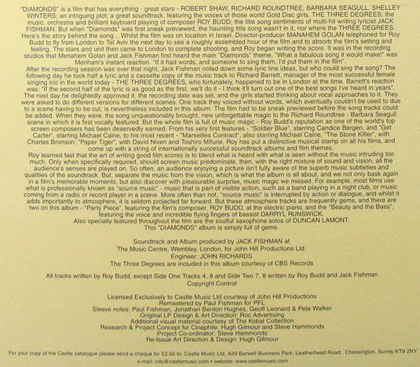 Roy Budd : Diamonds (Original Motion Picture Soundtrack) (LP, Album, RE, RM, Gat)