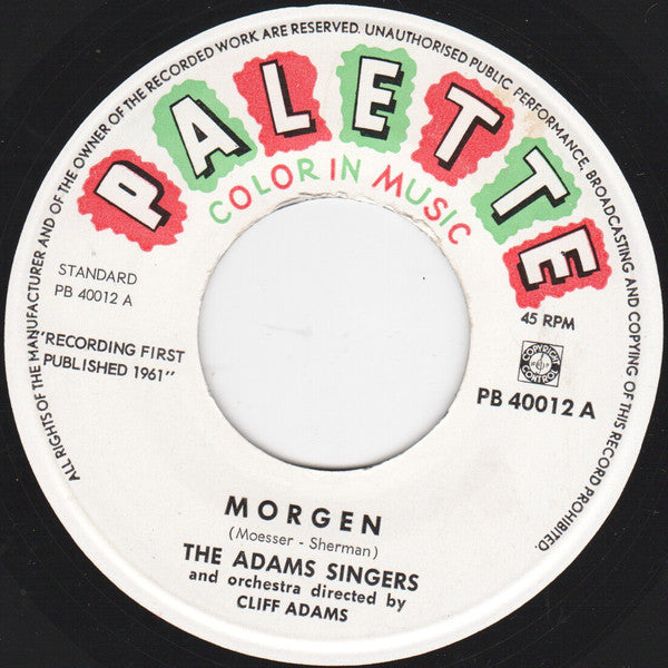 The Cliff Adams Singers : Morgen (7", Single)