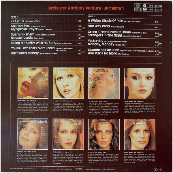 Orchester Anthony Ventura : Je T'aime  (LP, RE)
