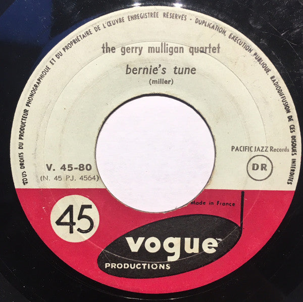 Gerry Mulligan Quartet : Bernie's Tune / Walkin' Shoes (7", Single)