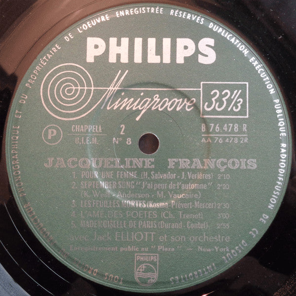 Jacqueline François : Jacqueline François À New York (10", Mono, RP)