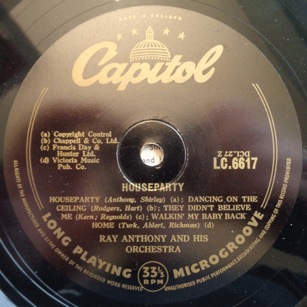 Ray Anthony & His Orchestra : Houseparty (10", Mono)