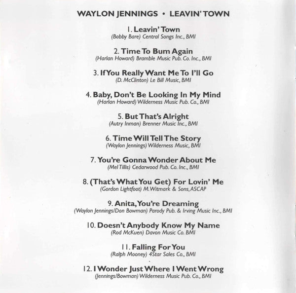 Waylon Jennings : 2 Gether On 1 - Leavin' Town / Waylon Sings Ol' Harlan (CD, Comp, RM)