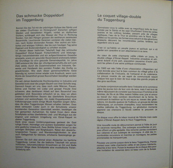 Various : Toggeburger-Lüüt (Ebnat Kappel - Es Toggeburger Dorf Singt U. Musiziert) (LP)