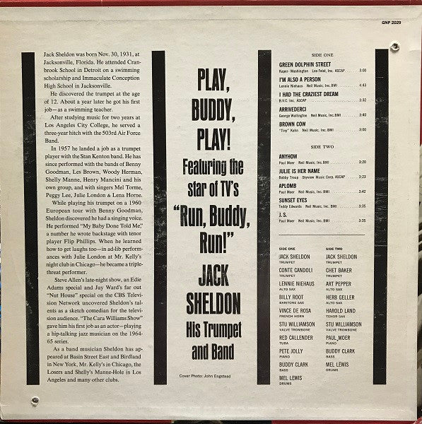 Jack Sheldon And His Exciting All-Star Big-Band : Play, Buddy, Play! Featuring The Star Of TV's "Run, Buddy, Run!" Jack Sheldon His Trumpet And Band (LP, Album, RE)