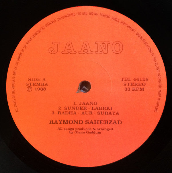 Raymond Sahebzad : Jaano (LP, Album)
