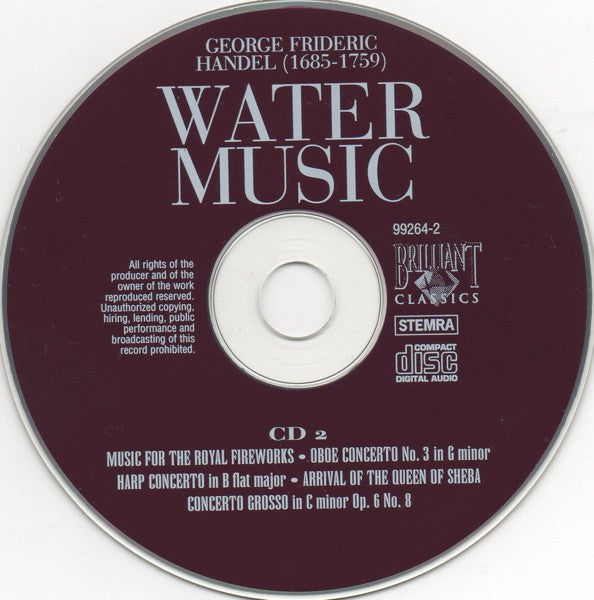 Georg Friedrich Händel : Water Music / Music For The Royal Fireworks / Harp Concerto / Trumpet Suite (2xCD)