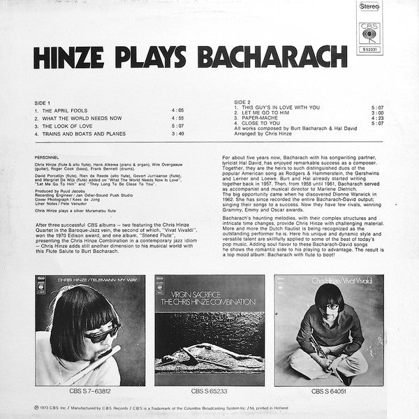 Chris Hinze : Hinze Plays Bacharach (LP)