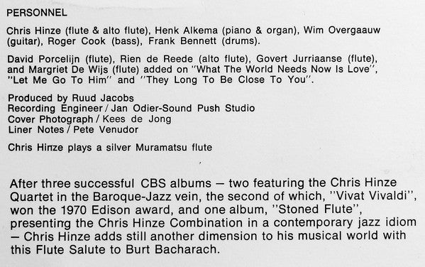 Chris Hinze : Hinze Plays Bacharach (LP)