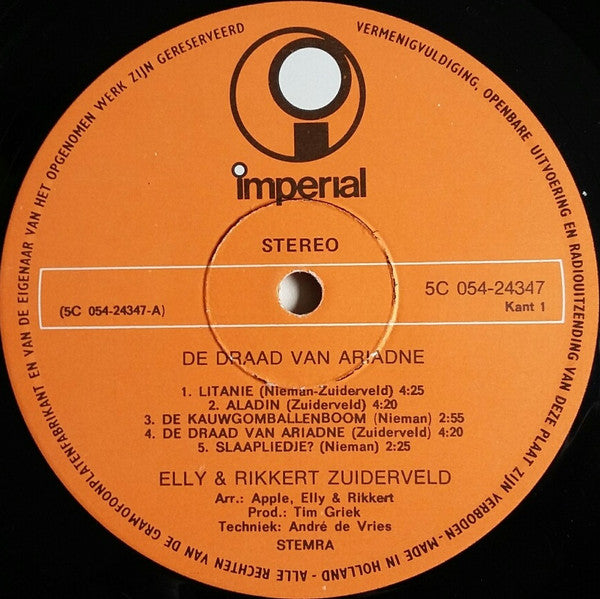 Elly Nieman & Rikkert Zuiderveld* : De Draad Van Ariadne (LP, Album)