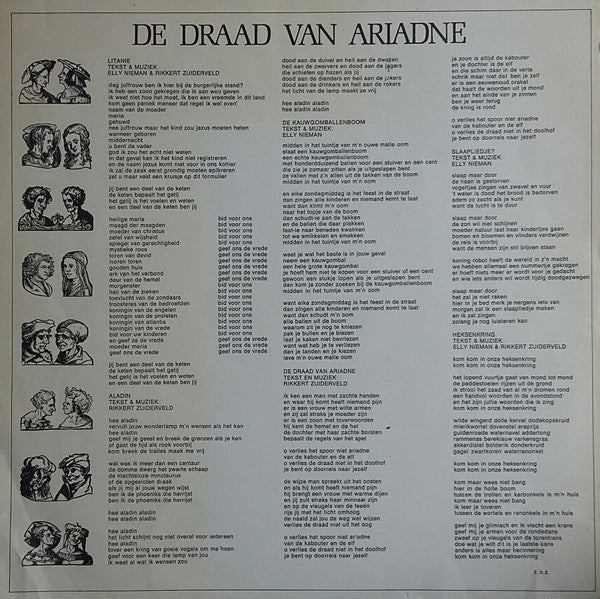 Elly Nieman & Rikkert Zuiderveld* : De Draad Van Ariadne (LP, Album)