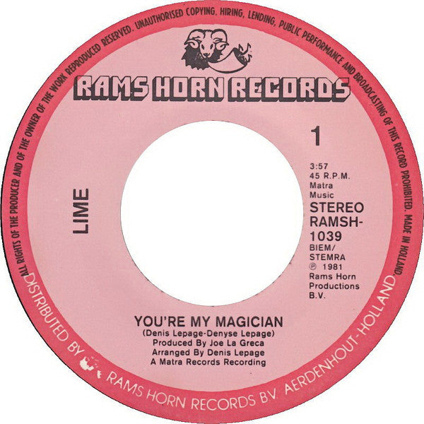 Lime (2) : You're My Magician (7", Single)