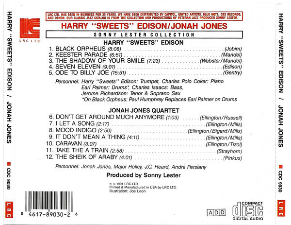 Harry Edison / The Jonah Jones Quartet : Harry "Sweets" Edison / Jonah Jones (CD, Comp, RM)
