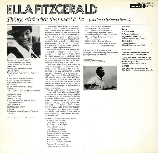 Ella Fitzgerald : Things Ain't What They Used To Be (And You Better Believe It) (LP, Club)