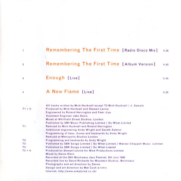 Simply Red : Remembering The First Time (CD, Single, CD1)