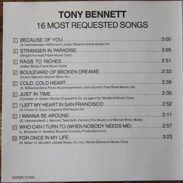 Tony Bennett : 16 Most Requested Songs (CD, Comp)