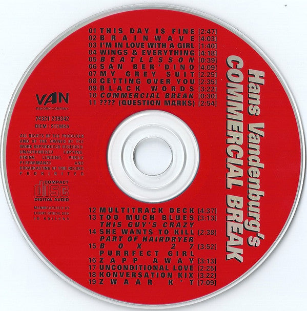 Hans Vandenburg : Hans Vandenburg's Commercial Break (CD, Album)