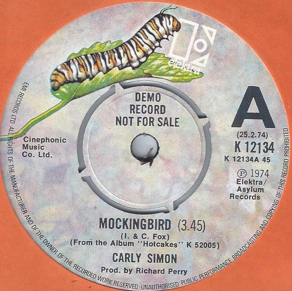 Carly Simon : Mockingbird (7", Single, Promo)