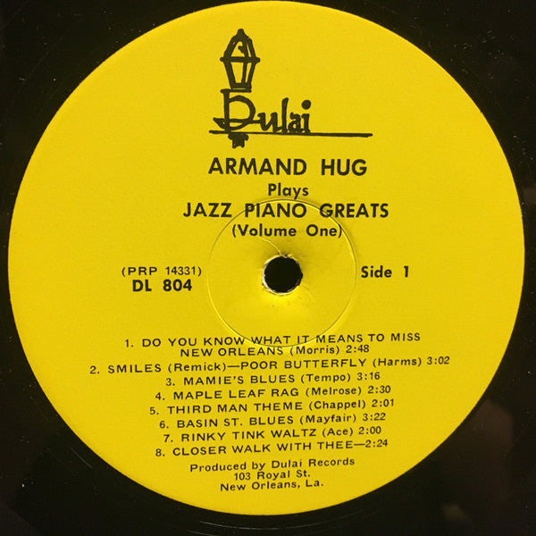 Armand Hug : Armand Hug Plays Jazz Piano Greats Vol. 1 (LP)