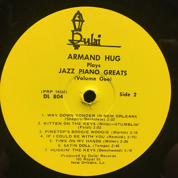 Armand Hug : Armand Hug Plays Jazz Piano Greats Vol. 1 (LP)