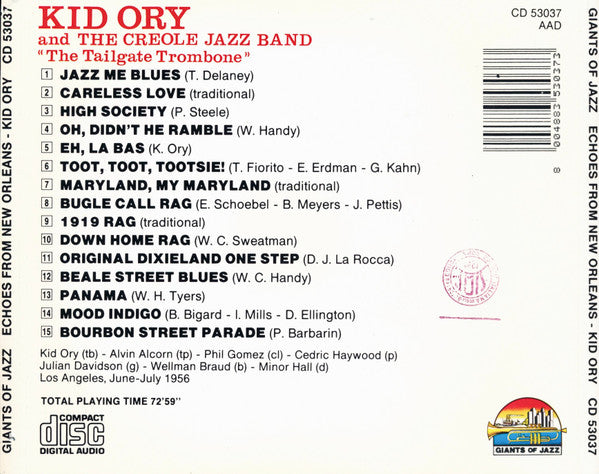 Kid Ory And His Creole Jazz Band : Echoes From New Orleans: The Tailgate Trombone (CD)