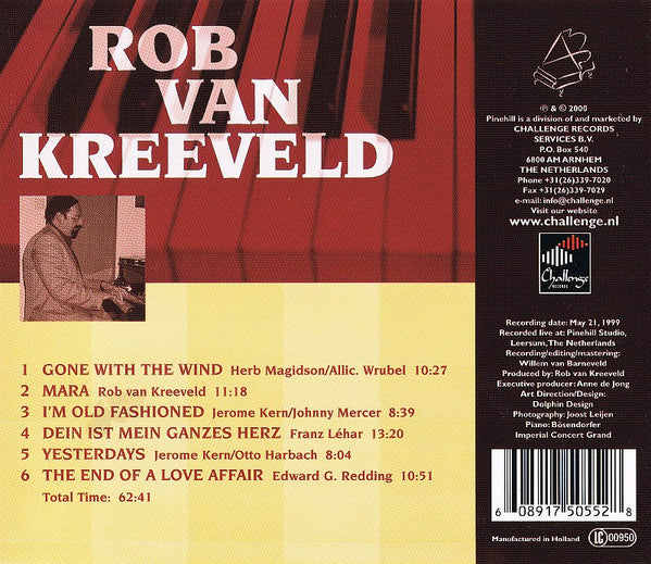 Rob van Kreeveld : Solo Piano 'Jazz At The Pinehill' (CD)