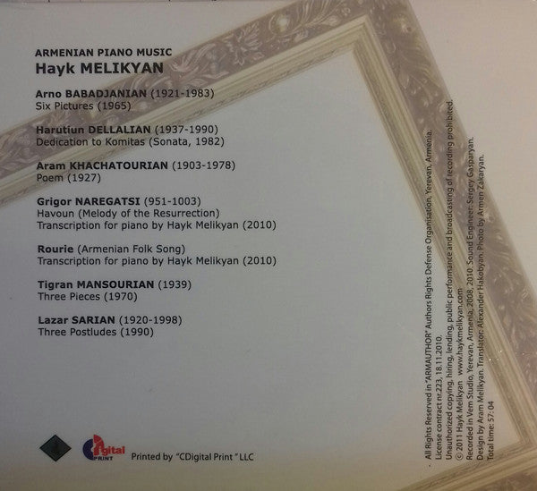 Hayk Melikyan : Armenian Piano Music (CD, Album)