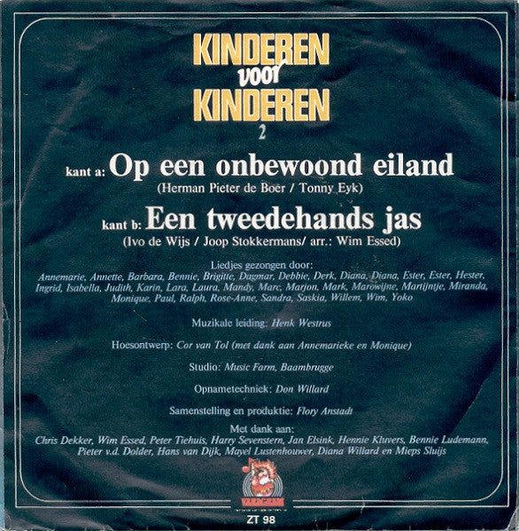 Kinderen Voor Kinderen : Op Een Onbewoond Eiland (7", Single)