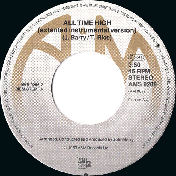 Rita Coolidge : All Time High (The Theme Song From Octopussy) (7", Single)