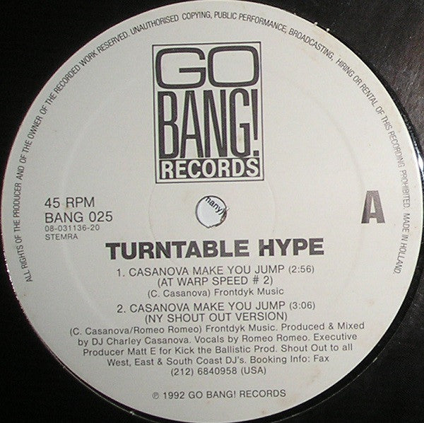 Turntable Hype Featuring Romeo Romeo : Techno Nation (Vocal Mixes) / Casanova Make You Jump (12")