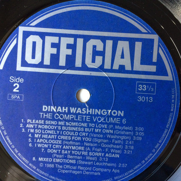 Dinah Washington : The Complete Dinah Washington Vol. 6 (1950-1951) (LP, Comp)